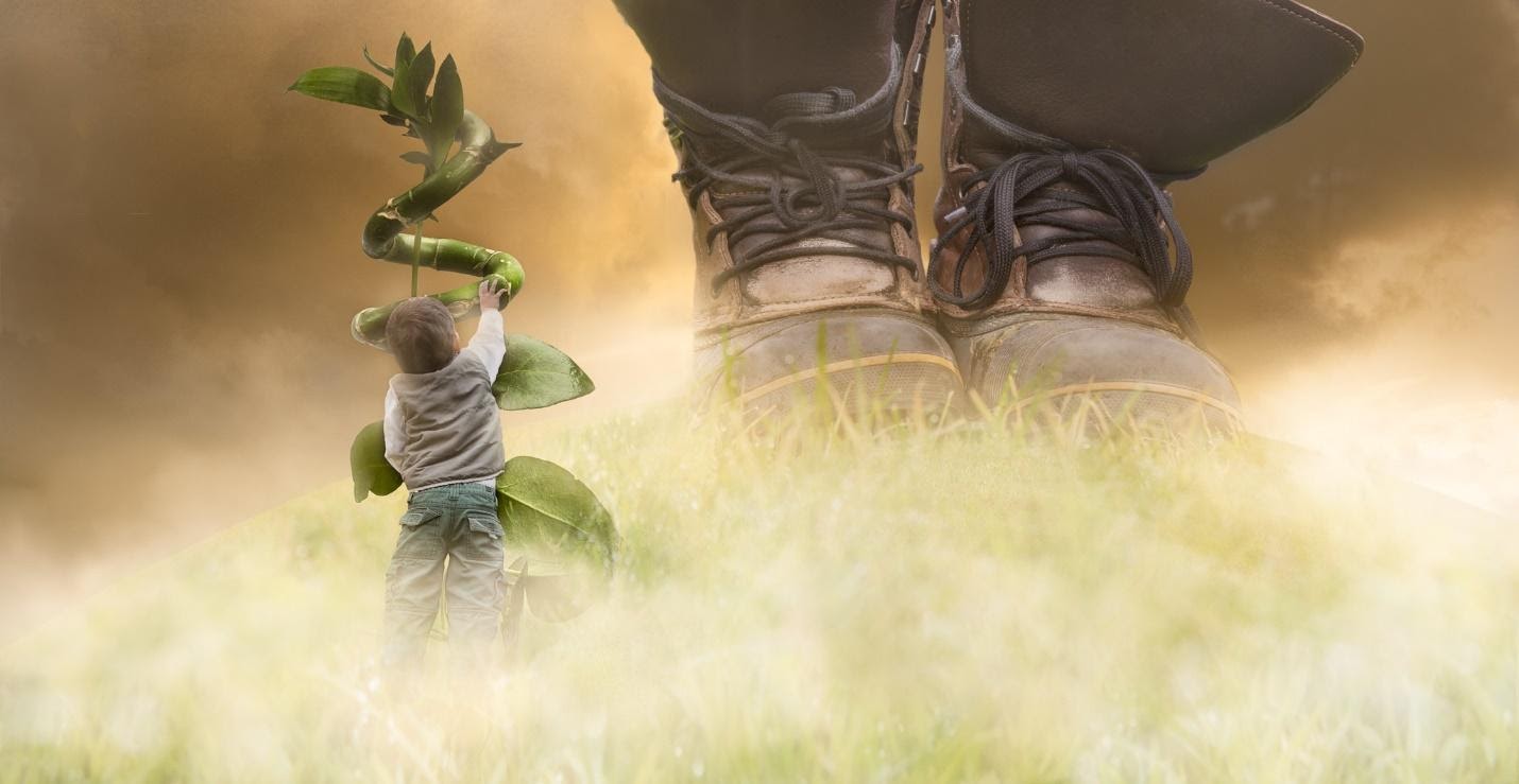 Jack and the beanstalk, Giant theme restaurant playing on human scale and perspective