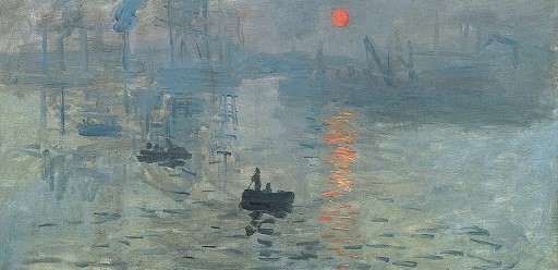 Impressionist art depicting a lake or sea